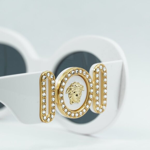 Versace White Oval Sunglasses with Gold Medusa Accent main image 9